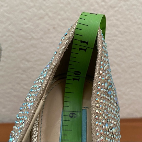 Betsey Johnson Blue WISH Crystals Champagne Platform Wedding Stilettos Size 8.5 - Picture 9 of 16